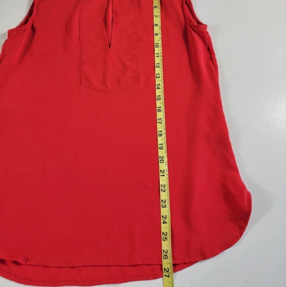 J. Crew Red Sleeveless Keyhole Front Top Blouse Size 2